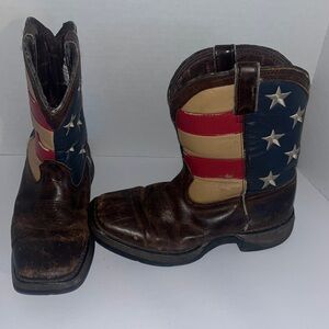 Durango Union Flag Brown Western Boots DBT0159 Boy Size 2M
